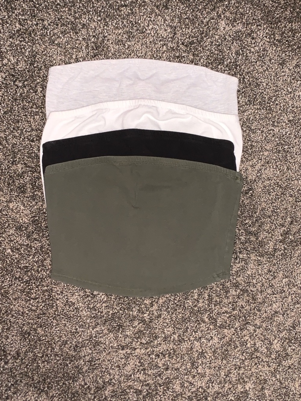 Pack of 4 Stretch Bandeau Tops - Olive, Black, White, Light Gray